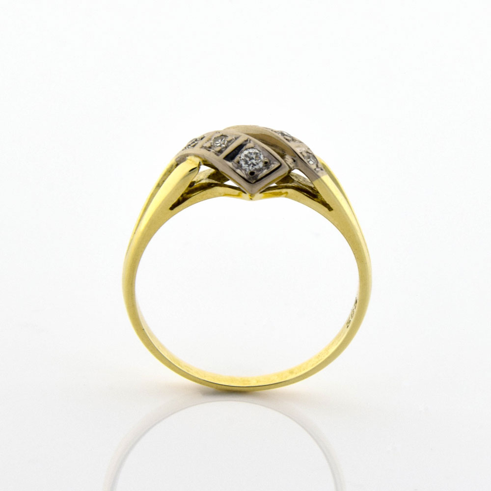 Brillantring aus 585 Gelb- und Weißgold mit Diamant, nachhaltiger second hand Schmuck perfekt aufgearbeitet