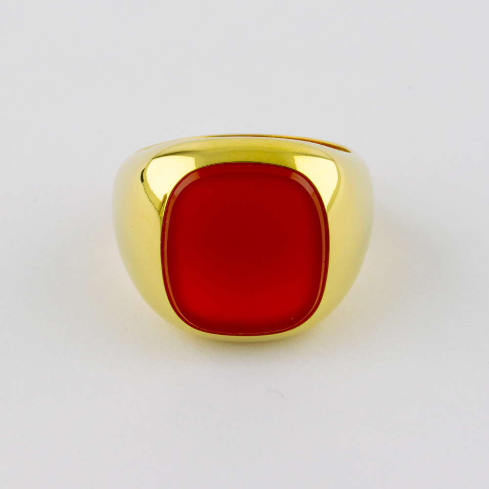 Ring aus 585 Gelbgold mit Karneol, hochwertiger second hand Schmuck perfekt aufgearbeitet