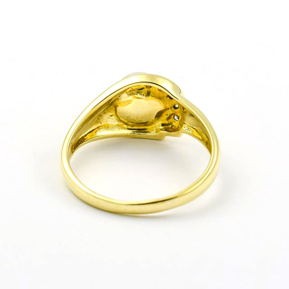 Perlenring aus 585 Gelbgold mit Brillant, nachhaltiger second hand Schmuck perfekt aufgearbeitet