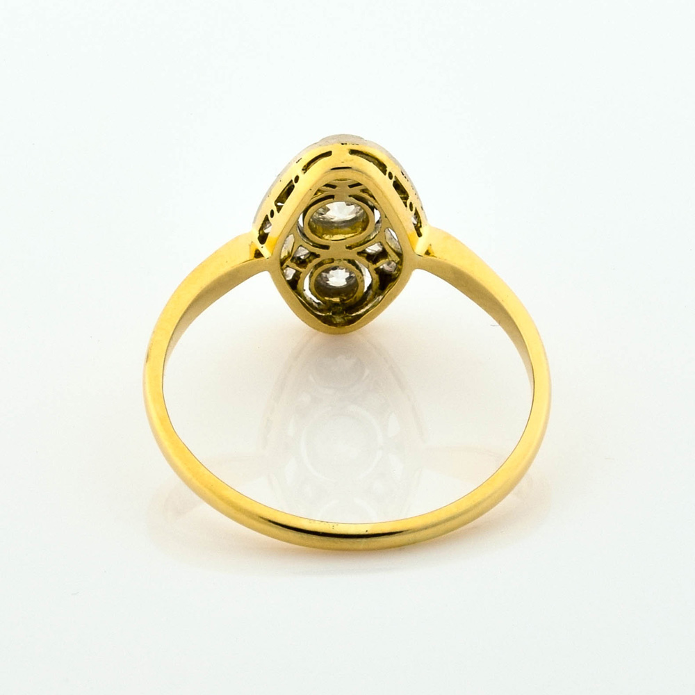 Brillantring aus 585 Gelbgold/Platin mit Diamant, nachhaltiger second hand Schmuck perfekt aufgearbeitet