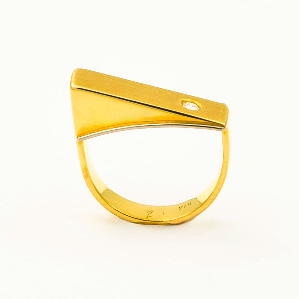 Brillantring aus 750 Gelb- und Weißgold, hochwertiger second hand Schmuck perfekt aufgearbeitet