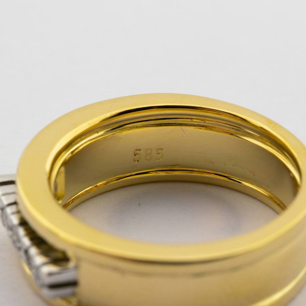 Ring aus 585 Gelb- und Weißgold mit Brillant, nachhaltiger second hand Schmuck perfekt aufgearbeitet