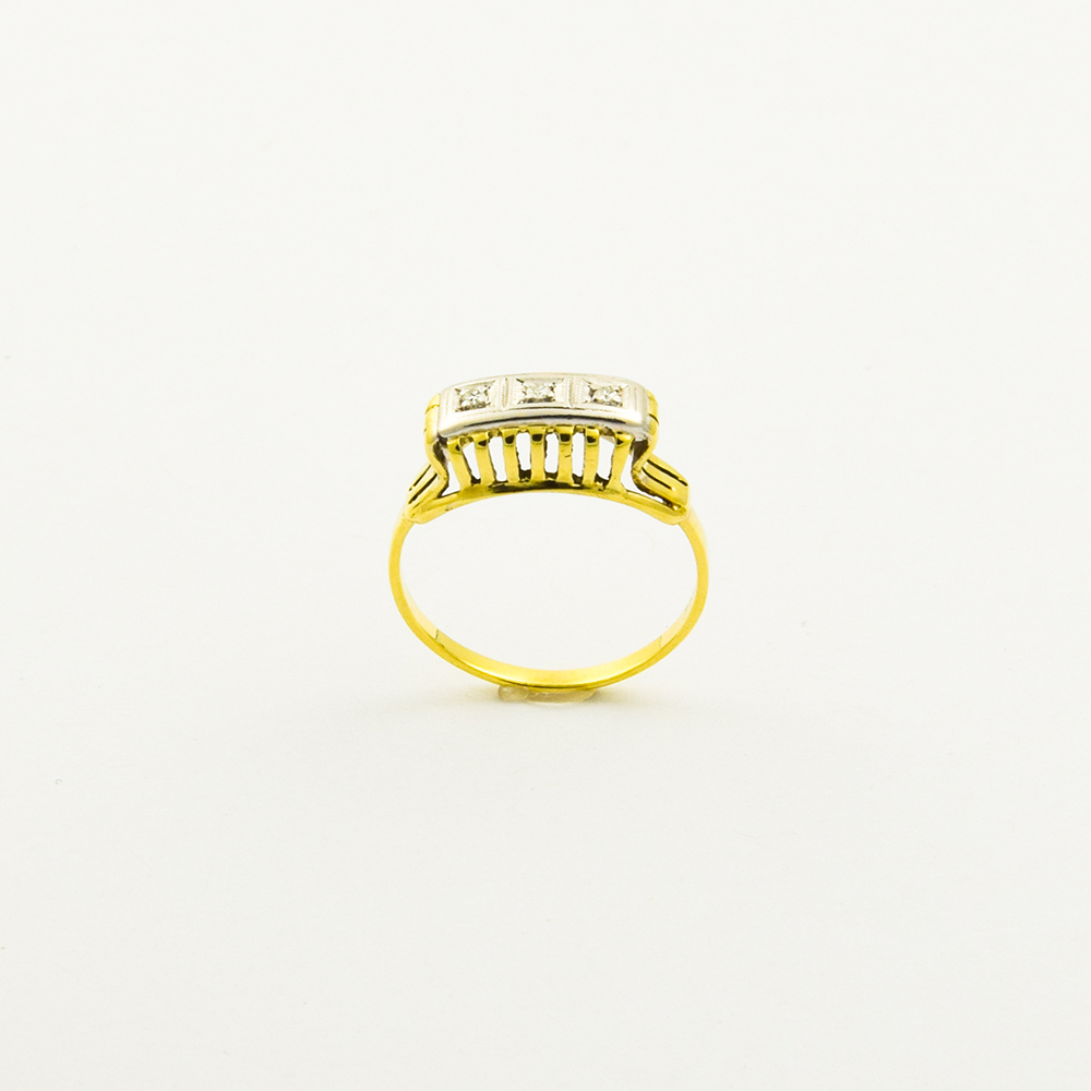 Ring aus 585 Gelbgold mit Diamant, nachhaltiger second hand Schmuck perfekt aufgearbeitet