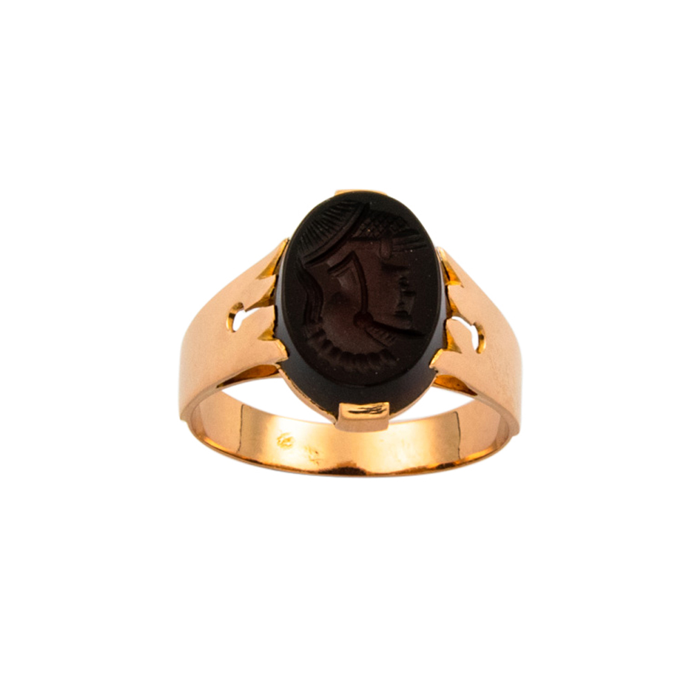 Ring aus 585 Roségold mit Karneol, nachhaltiger second hand Schmuck perfekt aufgearbeitet