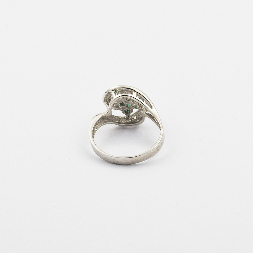 Smaragdring aus 585 Weißgold mit Diamant, nachhaltiger second hand Schmuck perfekt aufgearbeitet