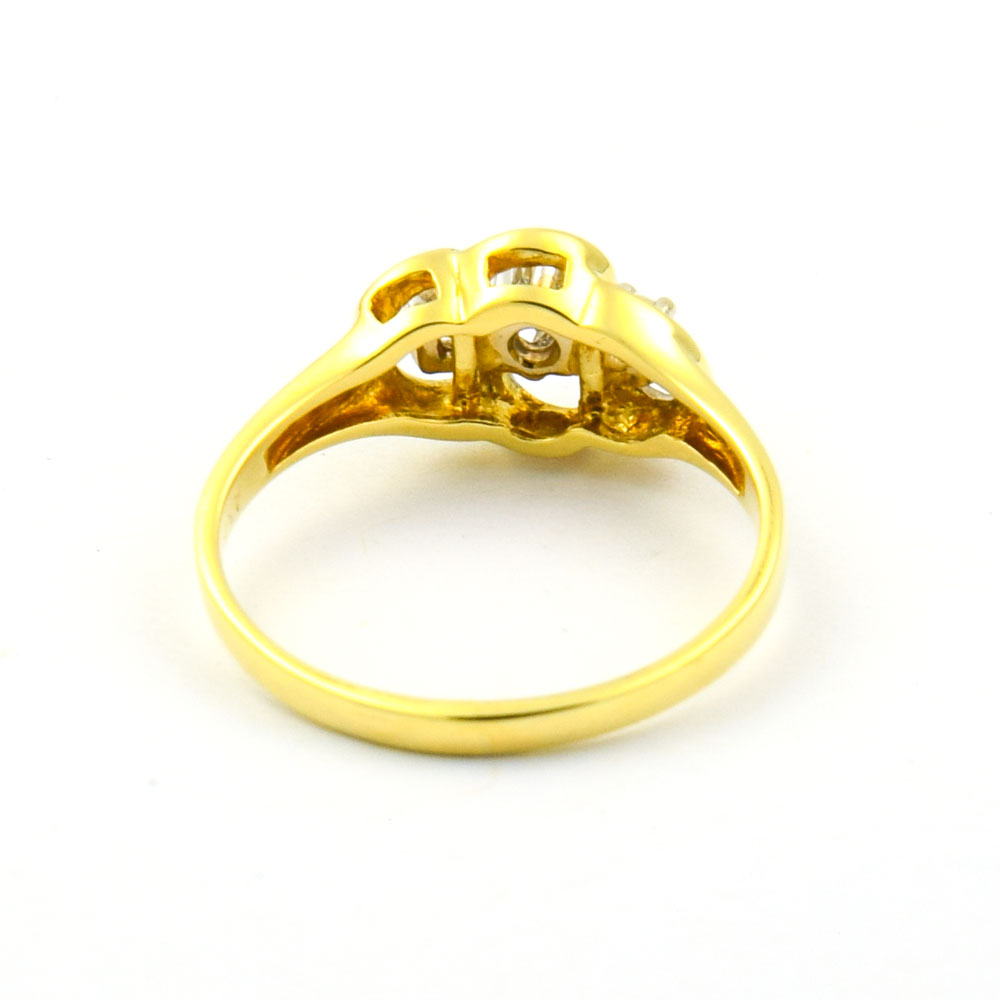 Trilogie-Ring aus 585 Gelb- und Weißgold mit Brillant, nachhaltiger second hand Schmuck perfekt aufgearbeitet
