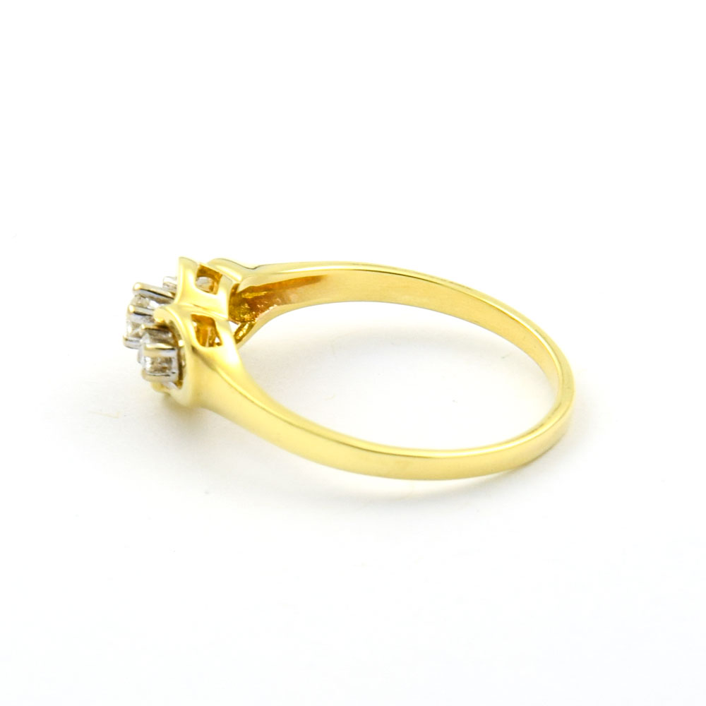 Trilogie-Ring aus 585 Gelb- und Weißgold mit Brillant, nachhaltiger second hand Schmuck perfekt aufgearbeitet