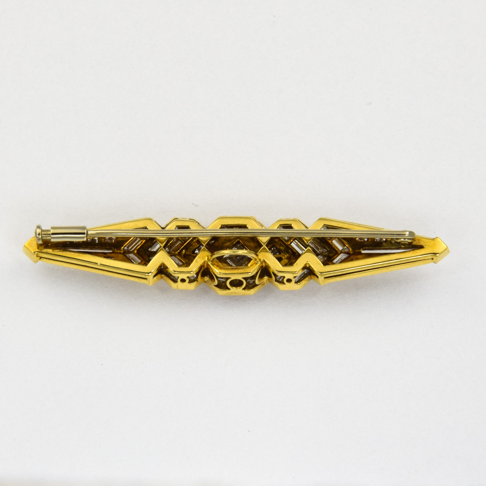 Diamantbrosche aus 750 Gelb- und Weißgold mit Brillant, nachhaltiger second hand Schmuck perfekt aufgearbeitet