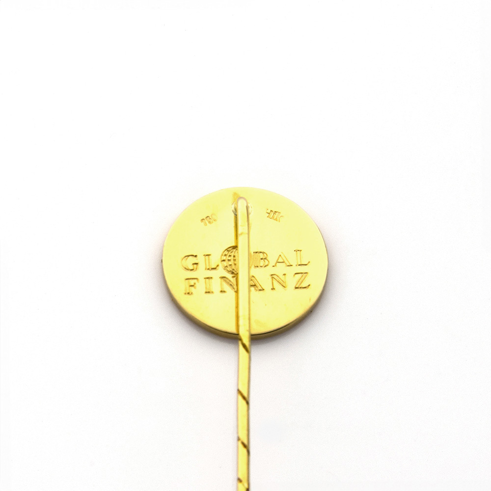 Hild Anstecknadel Globus aus 750 Gelbgold, nachhaltiger second hand Schmuck perfekt aufgearbeitet