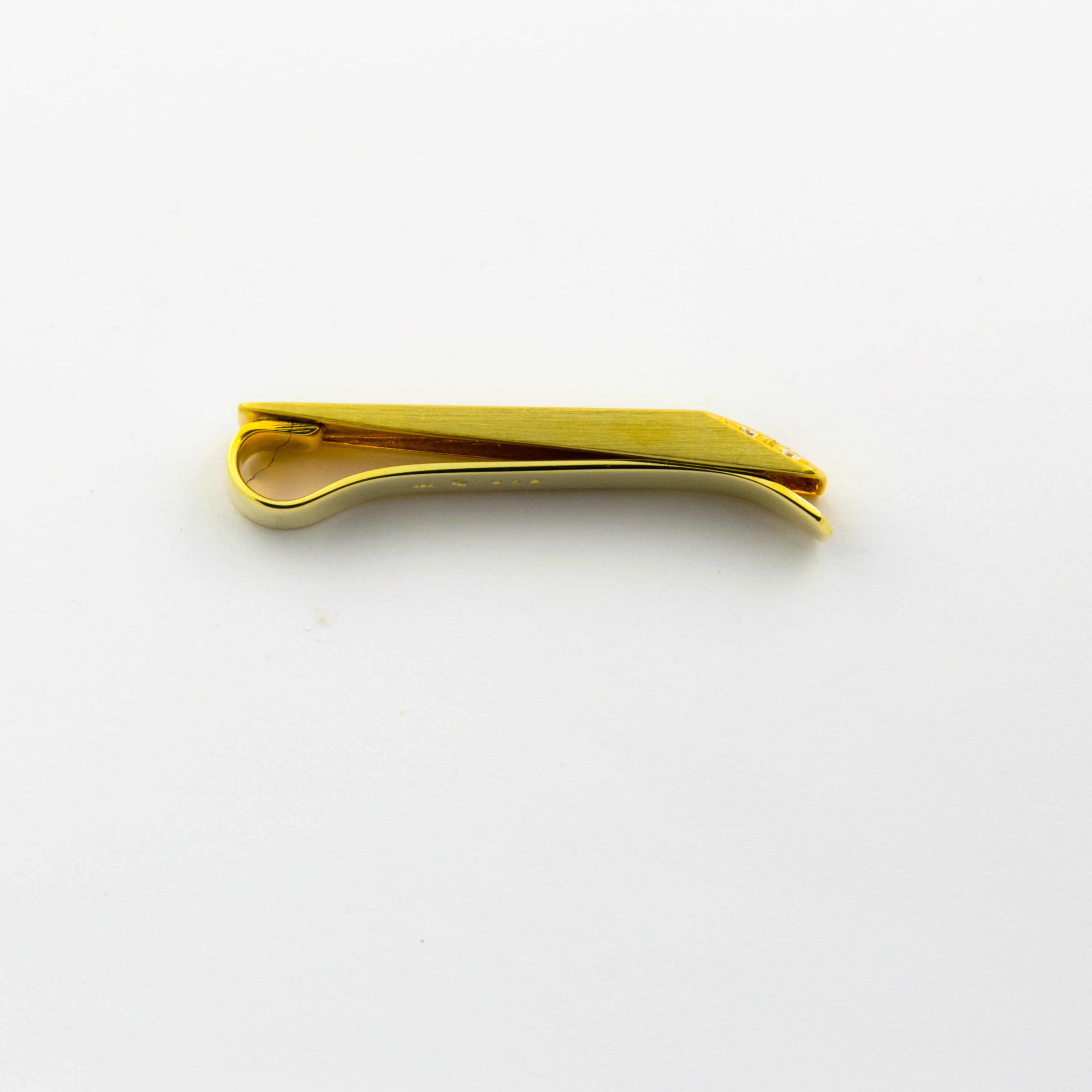 Krawattenklammer aus 585 Gelbgold mit Brillant, nachhaltiger second hand Schmuck perfekt aufgearbeitet