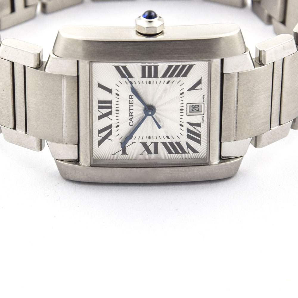 Cartier Armbanduhr Tank Francaise Automatik mit Datumsanzeige, gebrauchte Luxusuhr im Top-Zustand