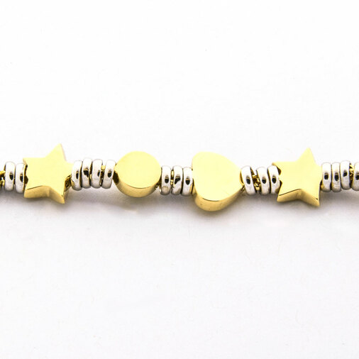 Armband aus 585 Gelb- und Weißgold mit Saphir, Rubin und Smaragd, nachhaltiger second hand Schmuck perfekt aufgearbeitet