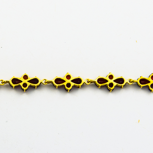 Armband aus 333 Gelbgold mit Granat, nachhaltiger second hand Schmuck perfekt aufgearbeitet