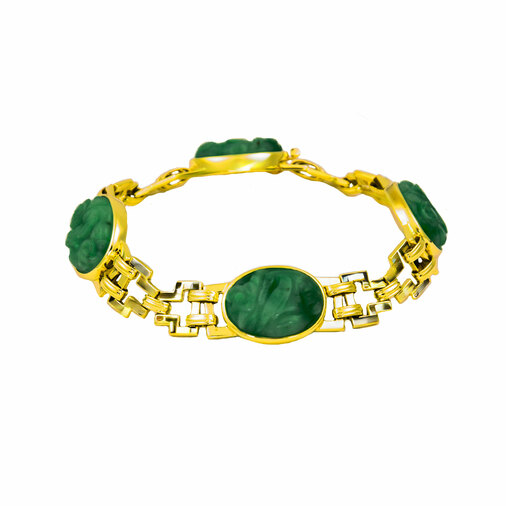 Armband aus 585 Gelbgold mit Jade, nachhaltiger second hand Schmuck perfekt aufgearbeitet