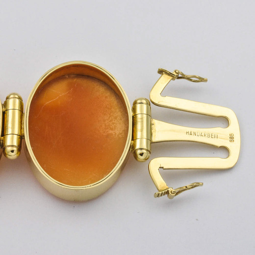 Armband aus 585 Gelbgold mit Kamee/Gemme, hochwertiger second hand Schmuck perfekt aufgearbeitet