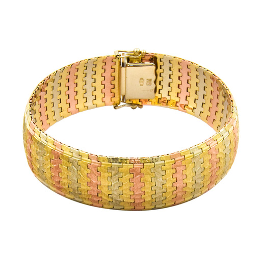 Armband aus 585 Gelb-, Rosé- und Weißgold, 19cm, nachhaltiger second hand Schmuck perfekt aufgearbeitet