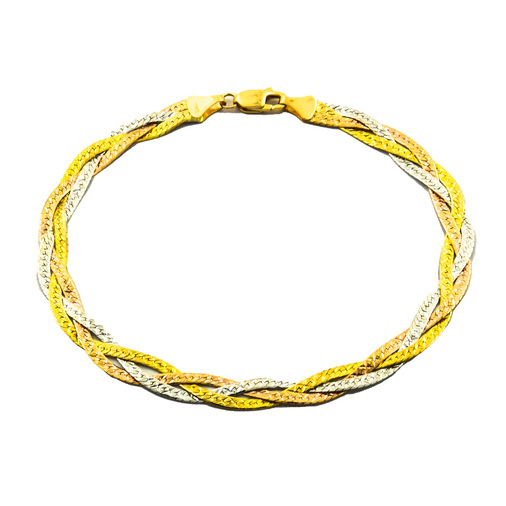 Armband aus 585 Gelb-, Rosé- und Weißgold, 20cm, nachhaltiger second hand Schmuck perfekt aufgearbeitet