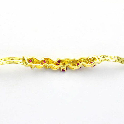 Rubinarmband aus 585 Gelbgold mit Diamant, nachhaltiger second hand Schmuck perfekt aufgearbeitet