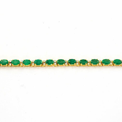 Armband aus 585 Gelbgold mit Smaragd und Brillant, nachhaltiger second hand Schmuck perfekt aufgearbeitet