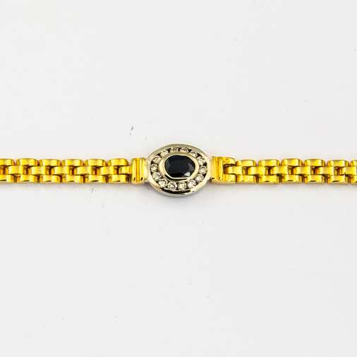 Armband aus 585 Gelb- und Weißgold mit Saphir und Brillant, nachhaltiger second hand Schmuck perfekt aufgearbeitet