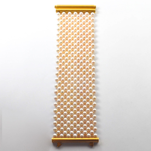 Perlenarmband mit Schließe aus 750 Gelbgold, hochwertiger second hand Schmuck perfekt aufgearbeitet