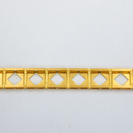 Armband Quadratur aus 750 Gelb- und Weißgold, hochwertiger second hand Schmuck perfekt aufgearbeitet
