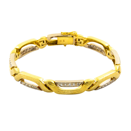 Diamantgliederarmband aus 585 Gelb- und Weißgold, nachhaltiger second hand Schmuck perfekt aufgearbeitet