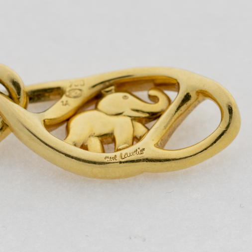 Laudier Armband Elefanten aus 750 Gelb- und Weißgold mit Brillant, hochwertiger second hand Schmuck perfekt aufgearbeitet