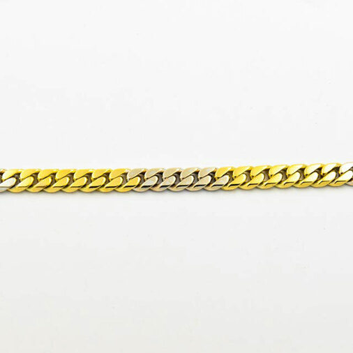 Panzerarmband aus 585 Gelb- und Weißgold, nachhaltiger second hand Schmuck perfekt aufgearbeitet