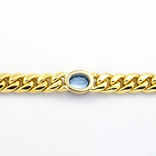 Quinn Armband aus 585 Gelb- und Weißgold mit Aquamarin, nachhaltiger second hand Schmuck perfekt aufgearbeitet