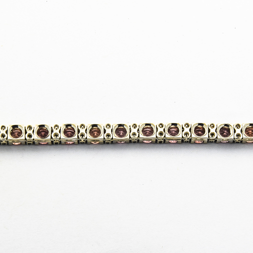 Rivièrearmband aus 750 Weißgold mit Granat und Diamant, nachhaltiger second hand Schmuck perfekt aufgearbeitet