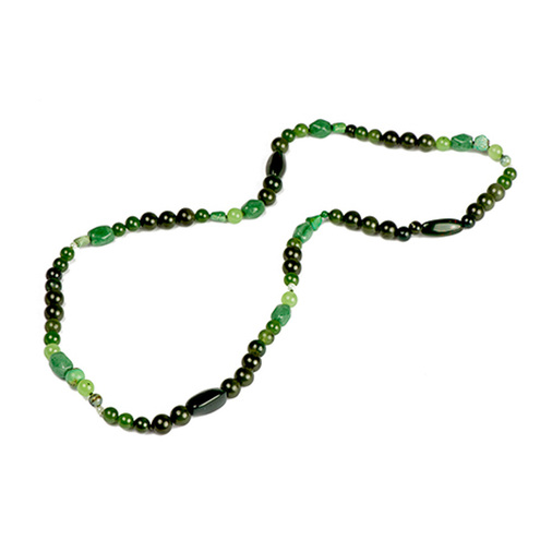 Steinkette mit Jade, Türkis und Aventurin, 75 cm, hochwertiger second hand Schmuck perfekt aufgearbeitet