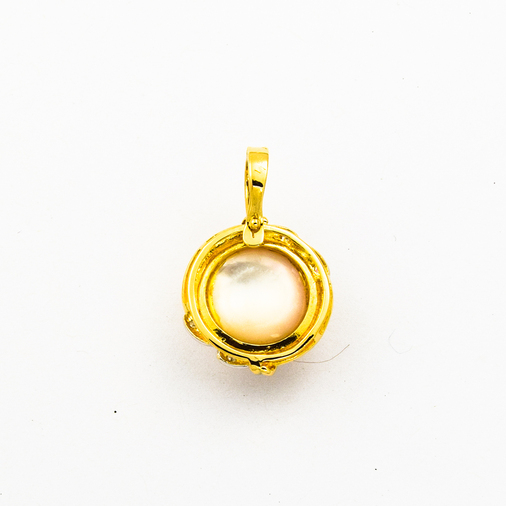An-/Einhänger aus 585 Gelb- und Weißgold mit Perle und Diamant, nachhaltiger second hand Schmuck perfekt aufgearbeitet