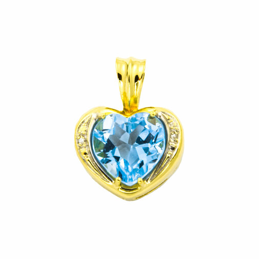 An-/Einhänger Herz aus 585 Gelbgold mit Topas und Diamant, nachhaltiger second hand Schmuck perfekt aufgearbeitet