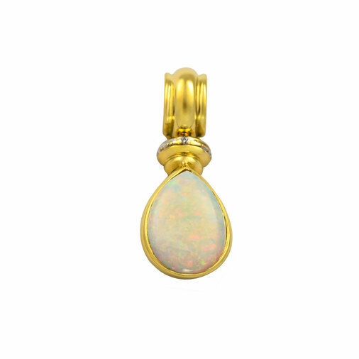 An-/Einhänger aus 585 Gelb- und Weißgold mit Opal und Diamant, nachhaltiger second hand Schmuck perfekt aufgearbeitet
