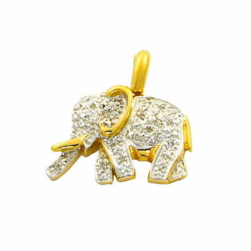 An-/Einhänger Elefant aus 585 Gelb- und Weißgold mit Brillant, nachhaltiger second hand Schmuck perfekt aufgearbeitet