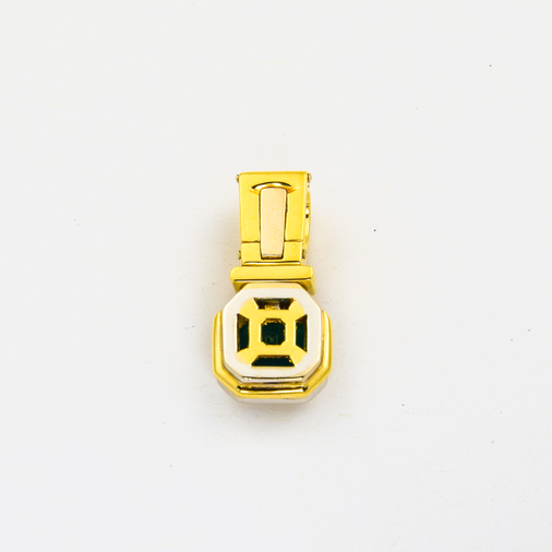 An-/Einhänger aus 750 Gelb- und Weißgold mit Smaragd und Diamant, nachhaltiger second hand Schmuck perfekt aufgearbeitet