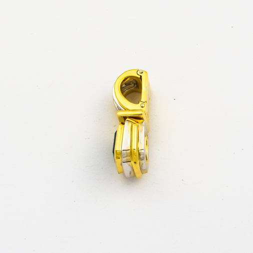 An-/Einhänger aus 750 Gelb- und Weißgold mit Smaragd und Diamant, nachhaltiger second hand Schmuck perfekt aufgearbeitet