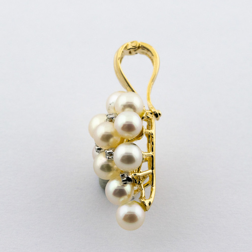 An-/Einhänger aus 585 Gelbgold mit Perle und Diamant, nachhaltiger second hand Schmuck perfekt aufgearbeitet