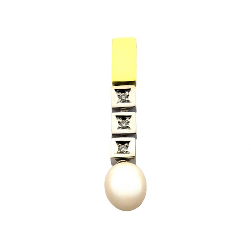 Perlenanhänger aus 585 Gelb- und Weißgold mit Brillant, nachhaltiger second hand Schmuck perfekt aufgearbeitet