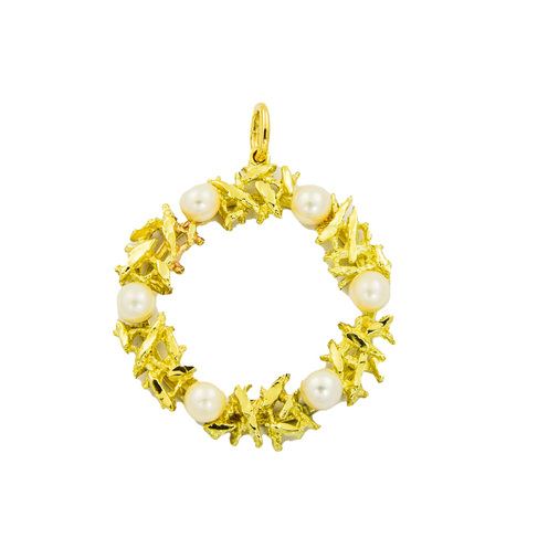 Perlenanhänger aus 585 Gelbgold, nachhaltiger second hand Schmuck perfekt aufgearbeitet