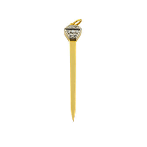 Kettenanhänger aus 750 Gelb- und Weißgold mit Diamant, hochwertiger second hand Schmuck perfekt aufgearbeitet