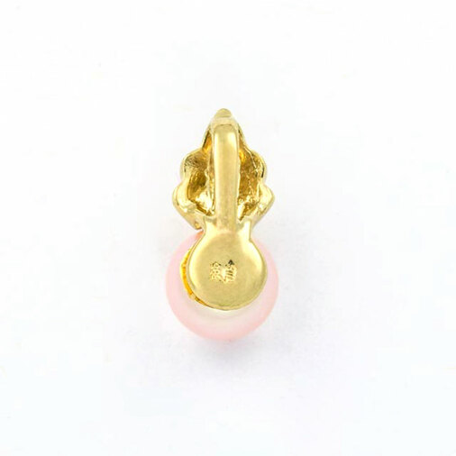 Perlenanhänger aus 585 Gelbgold mit Diamant, nachhaltiger second hand Schmuck perfekt aufgearbeitet