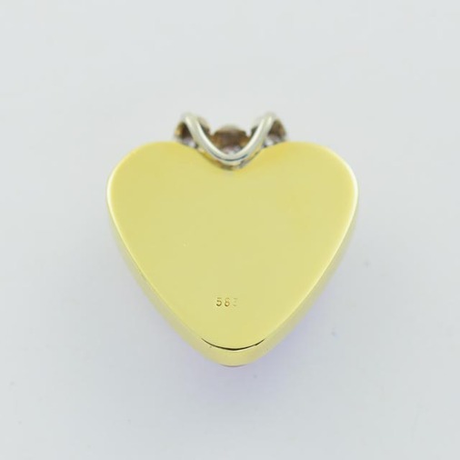 Perlenanhänger Herz aus 585 Gelb- und Weißgold mit Brillant, nachhaltiger second hand Schmuck perfekt aufgearbeitet