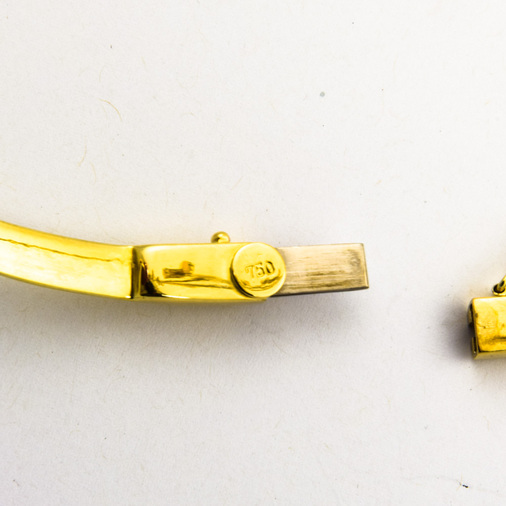 Collier aus 750 Gelbgold mit Peridot, Brillant und Perle, nachhaltiger second hand Schmuck perfekt aufgearbeitet