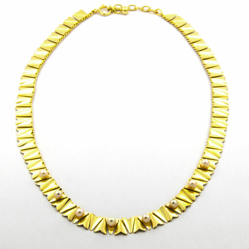 Collier aus 585 Gelbgold mit Perle, nachhaltiger second hand Schmuck perfekt aufgearbeitet