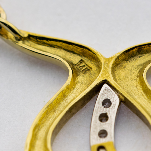 Brillantcollier aus 585 Gelb- und Weißgold, nachhaltiger second hand Schmuck perfekt aufgearbeitet