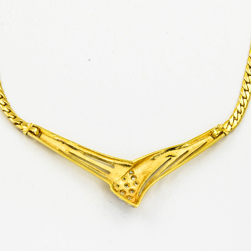 Collier aus 585 Gelb- und Weißgold mit Diamant, nachhaltiger second hand Schmuck perfekt aufgearbeitet