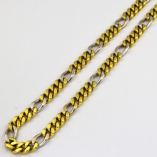 Figarokette aus 585 Gelb- und Weißgold, 45,5 cm, hochwertiger second hand Schmuck perfekt aufgearbeitet