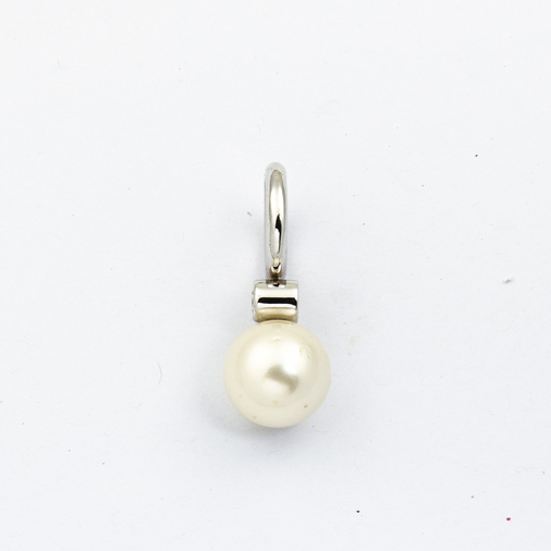 G. Körsgen Anhänger aus 750 Weißgold mit Perle und Brillant, nachhaltiger second hand Schmuck perfekt aufgearbeitet